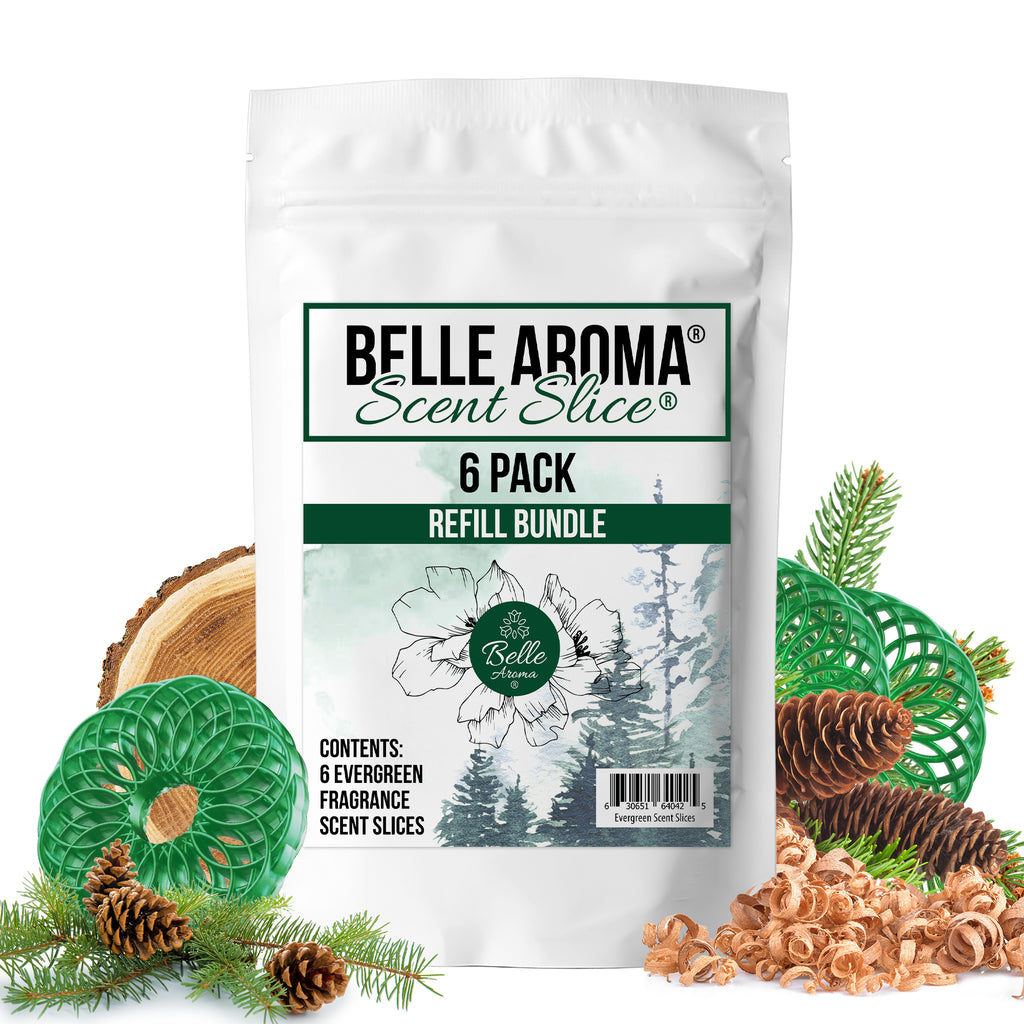 Belle Aroma - Scent Slice Mess-Free, Long-Lasting Fragrance 6-Pack Refills Evergreen