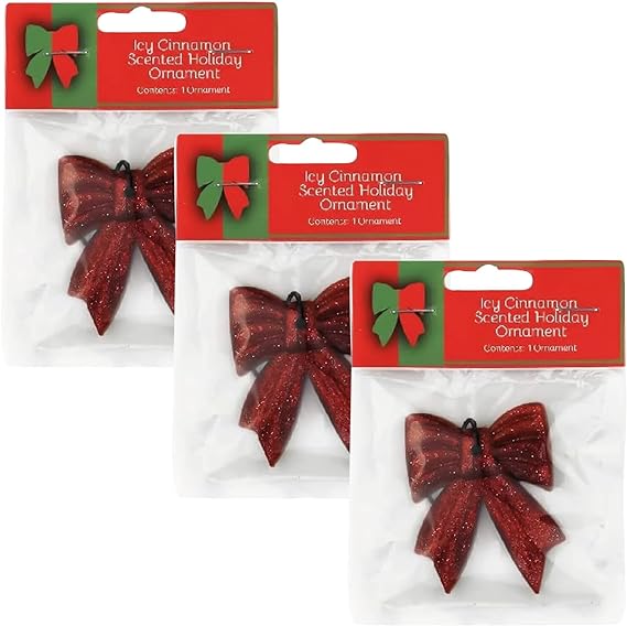 Scented Holiday Ornaments 3-Pack Icy Cinnamon Ribbon Holiday Ornaments