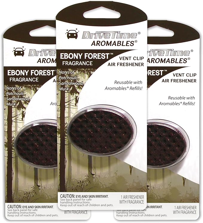 Aromables® Vent Clip Car Air Freshener - (3-Pack Bundle Options) Brown - Ebony Forest 3-Pack Vehicle Air Fresheners