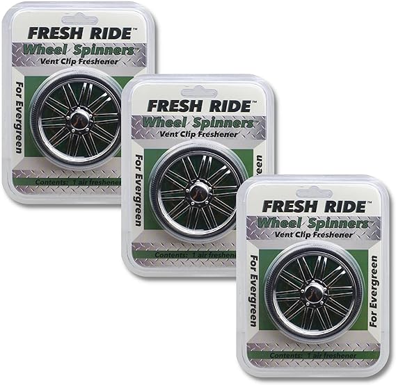 Fresh Ride Wheel Spinner Car Vent Clip Air Freshener Evergreen Chrome Vac -3 Pack car fragrance