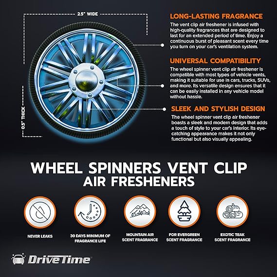 Fresh Ride Wheel Spinner Car Vent Clip Air Freshener  car fragrance