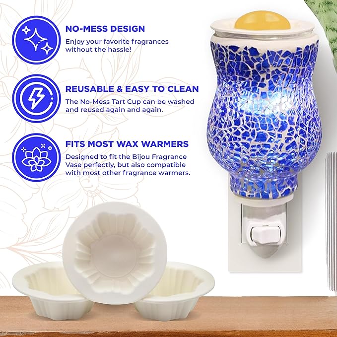 Bijou Fragrance Vase No-Mess Cup for ScenTrio Petite - Box of 3, Light Cream