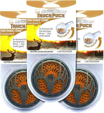 Truck Puck® Portable Automobile Air Fresheners - (3-Pack Bundle Options) 3-Pack High Range Cedar™ Vehicle Air Fresheners