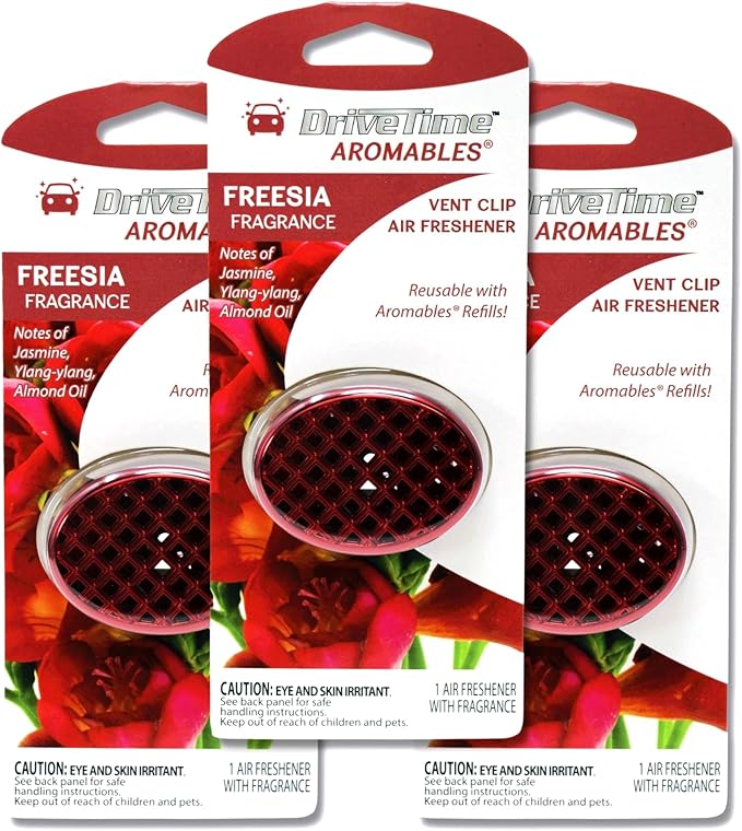 Aromables® Vent Clip Car Air Freshener - (3-Pack Bundle Options) Red - Freesia 3-Pack Vehicle Air Fresheners