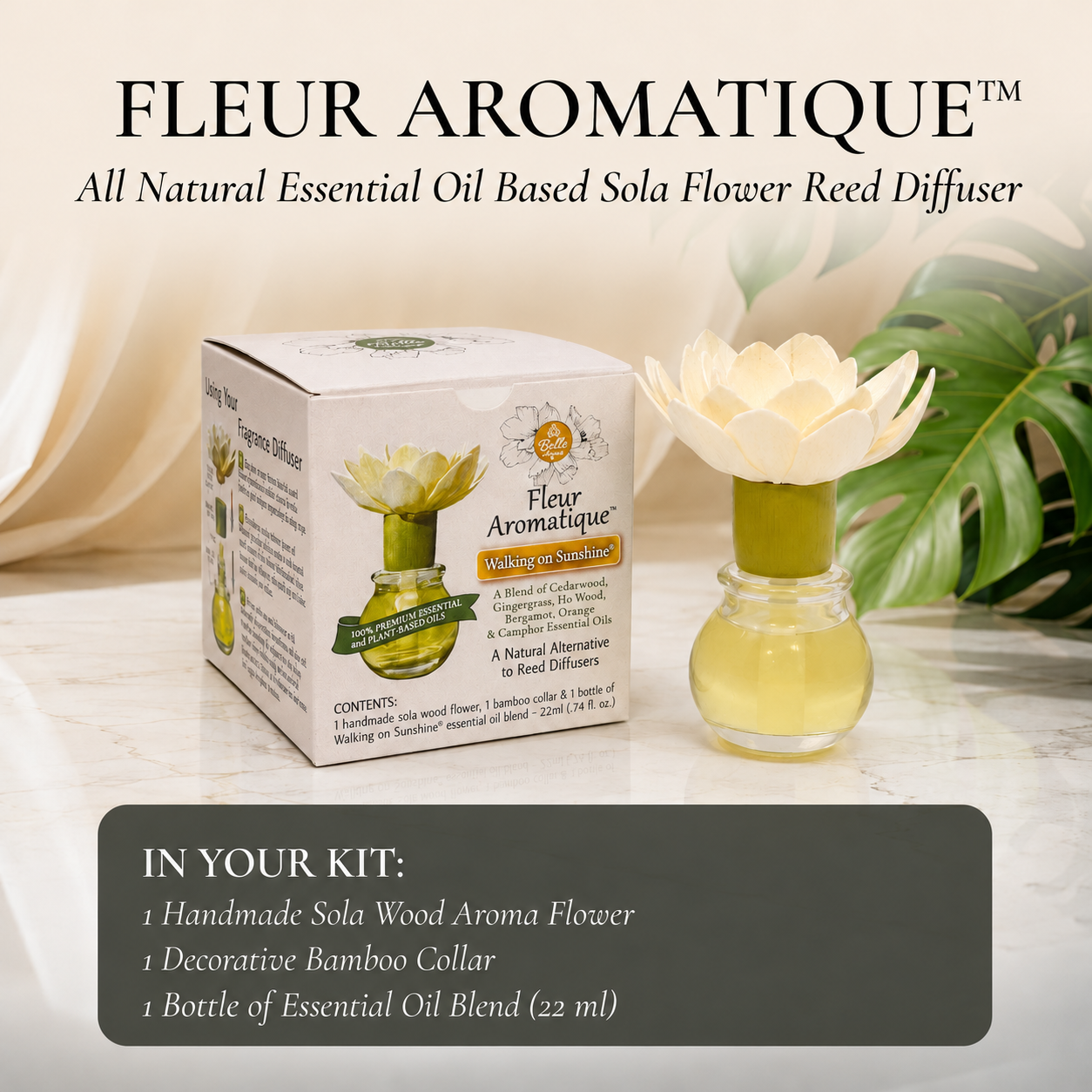 Fleur Aromatique™ Single Pack – Sola Wood Flower Essential Oil Diffuser