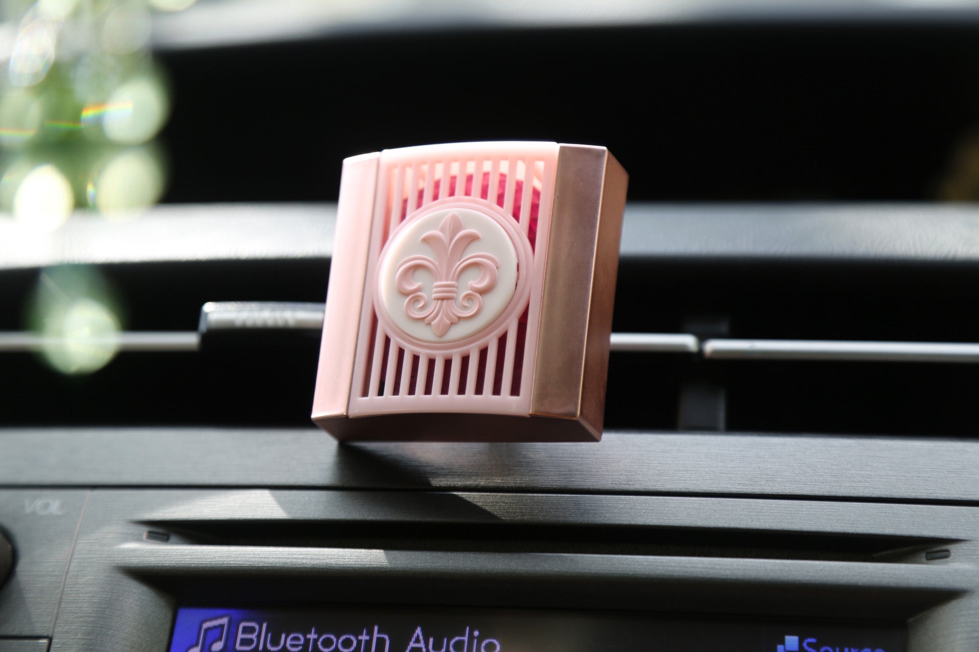 Rose Quartz with Fleur Scent Slide Vent Clip Car Air Freshener