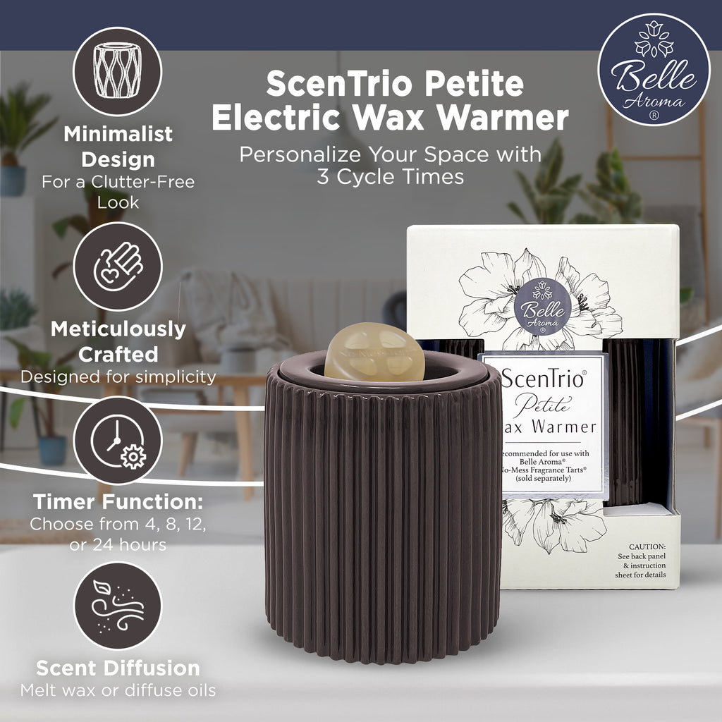 Belle Aroma® Premium Deluxe ScenTrio® Petite Ceramic Scented Wax Warmer with VersaScent® Technology