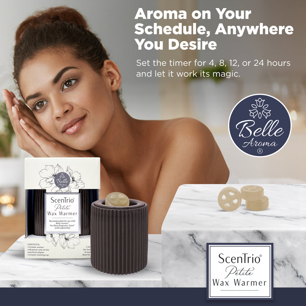 Belle Aroma® Premium Deluxe ScenTrio® Petite Ceramic Scented Wax Warmer with VersaScent® Technology