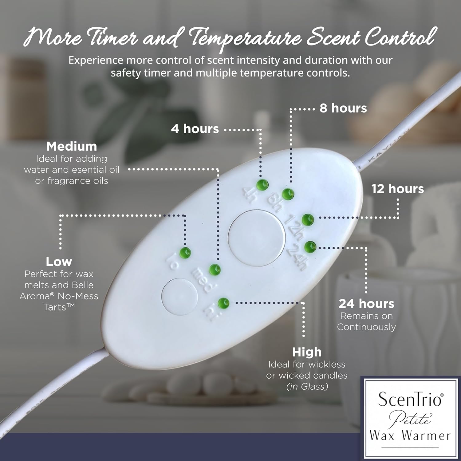 Belle Aroma® Premium Deluxe ScenTrio® Petite Ceramic Scented Wax Warmer with VersaScent® Technology  