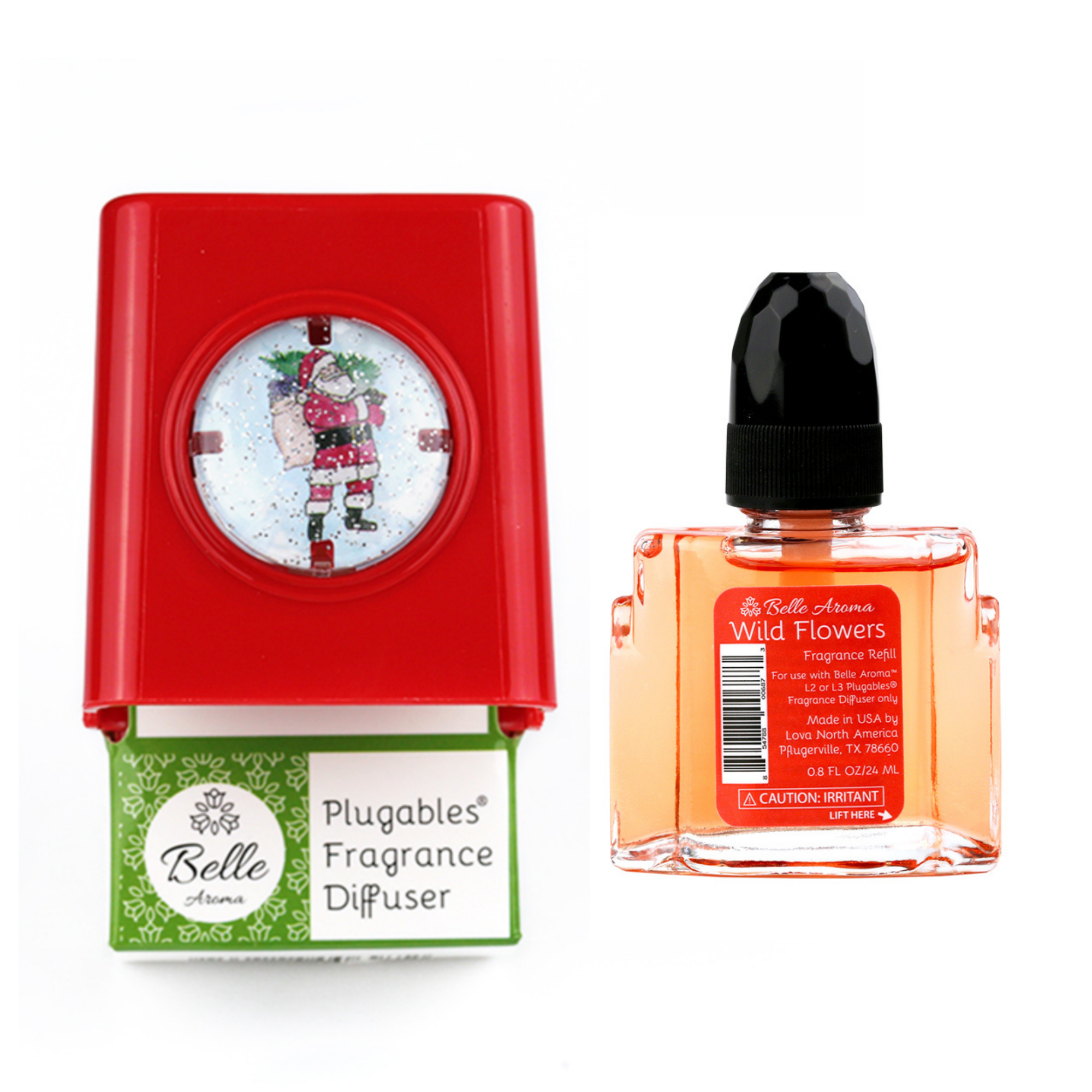 Glitter Domes™ Plugables® Electric Scented Oil Diffuser - Santa with Wild Flowers Fragrance Oil Home Fragrance Accessories