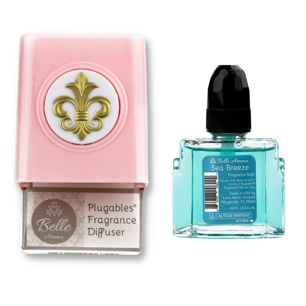 Fleur Medallion Plugables® Plugin Aromalectric® Scented Oil Diffuser - Rose Quartz with Sea Breeze Fragrance Oil Home Fragrance Accessories