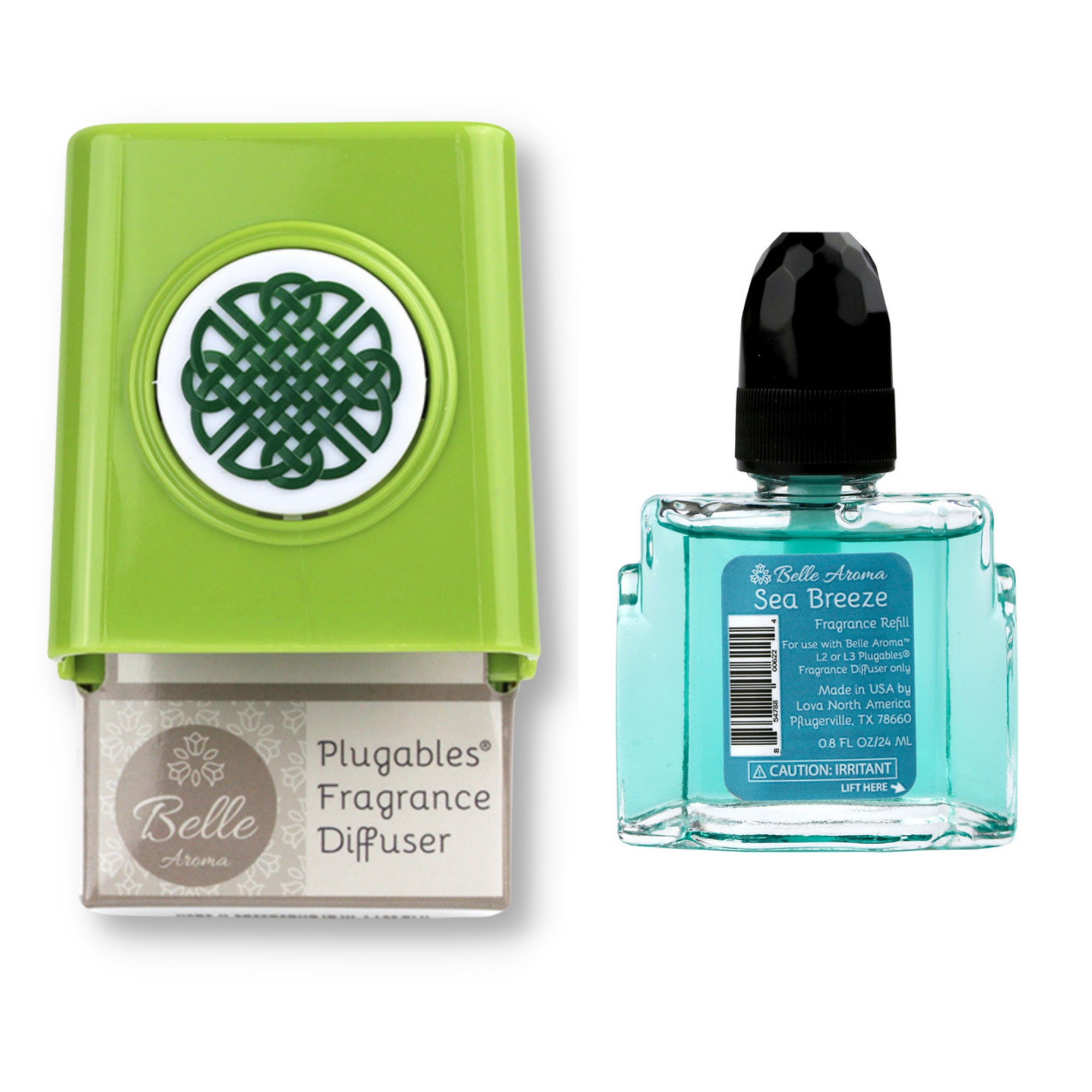Celtic Knot Medallion Plugables® Plugin Aromalectric® Scented Oil Diffuser - Granny Smith with Sea Breeze Fragrance Oil Home Fragrance Accessories
