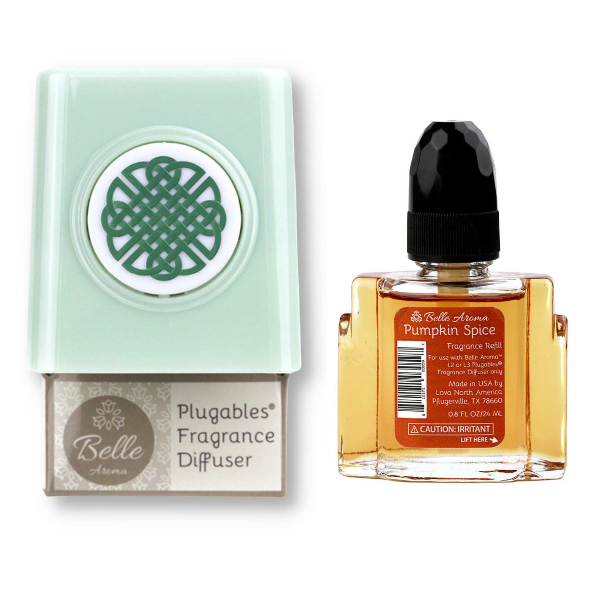 Celtic Knot Medallion Plugables® Plugin Aromalectric® Scented Oil Diffuser - Sea Glass with Pumpkin Spice Fragrance Oil Home Fragrance Accessories