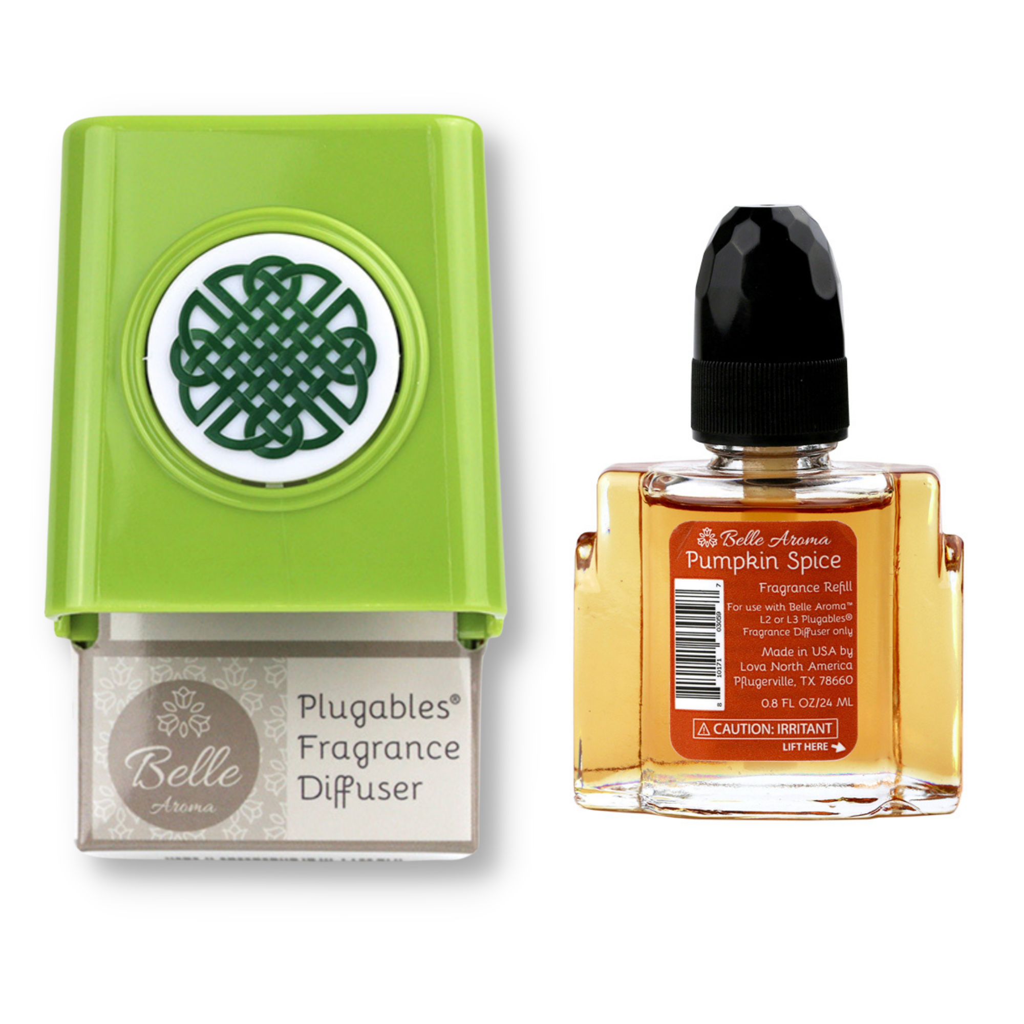 Celtic Knot Medallion Plugables® Plugin Aromalectric® Scented Oil Diffuser - Granny Smith with Pumpkin Spice Fragrance Oil Home Fragrance Accessories