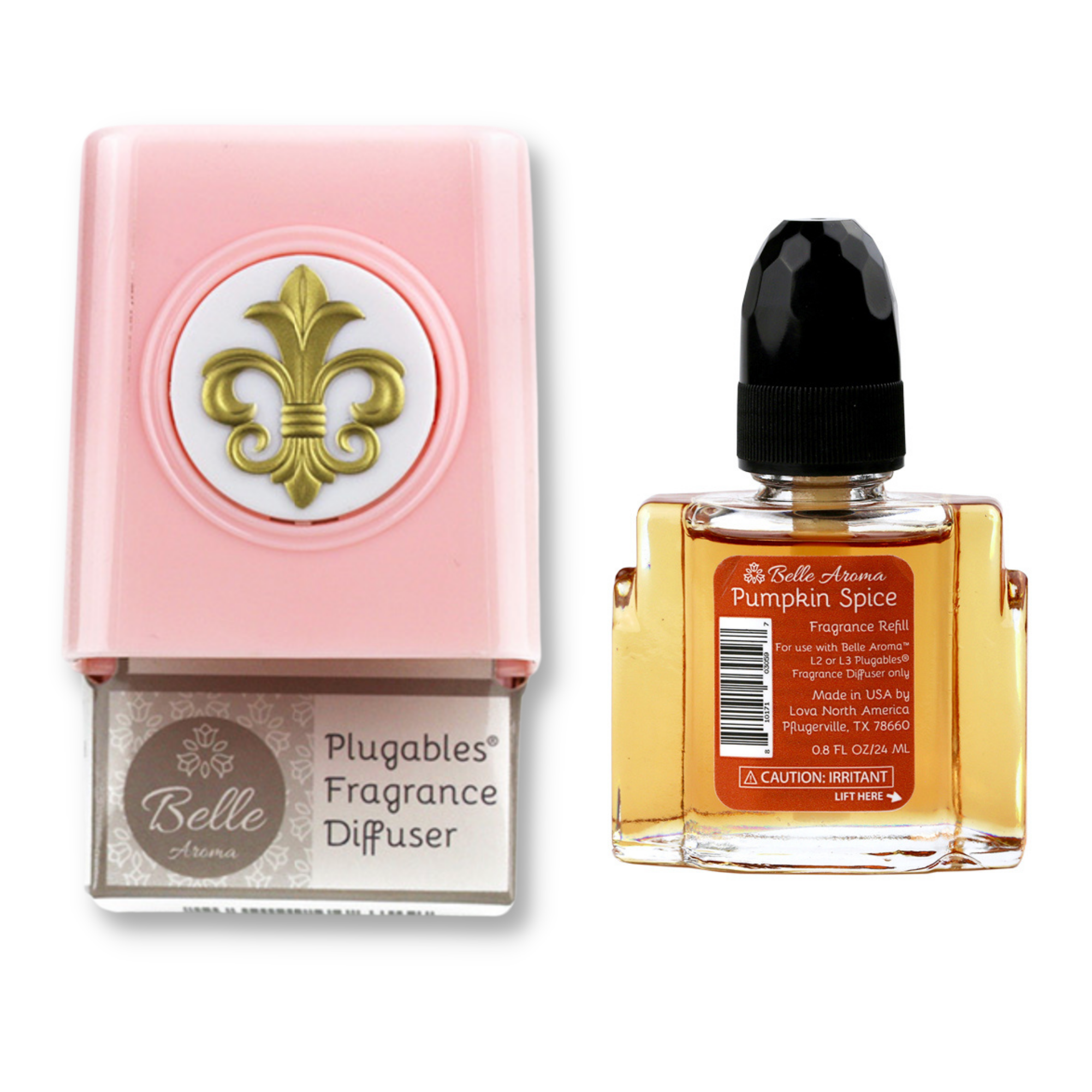 Fleur Medallion Plugables® Plugin Aromalectric® Scented Oil Diffuser - Rose Quartz with Pumpkin Spice Fragrance Oil Home Fragrance Accessories