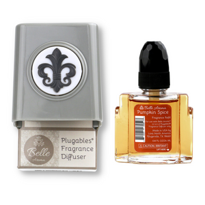 Fleur Medallion Plugables® Plugin Electric Scented Oil Diffuser - Nickel with Pumpkin Spice Fragrance Oil Home Fragrance Accessories