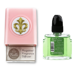 Fleur Medallion Plugables® Plugin Electric Scented Oil Diffuser - Rose Quartz with Pine Grove Fragrance Oil Home Fragrance Accessories