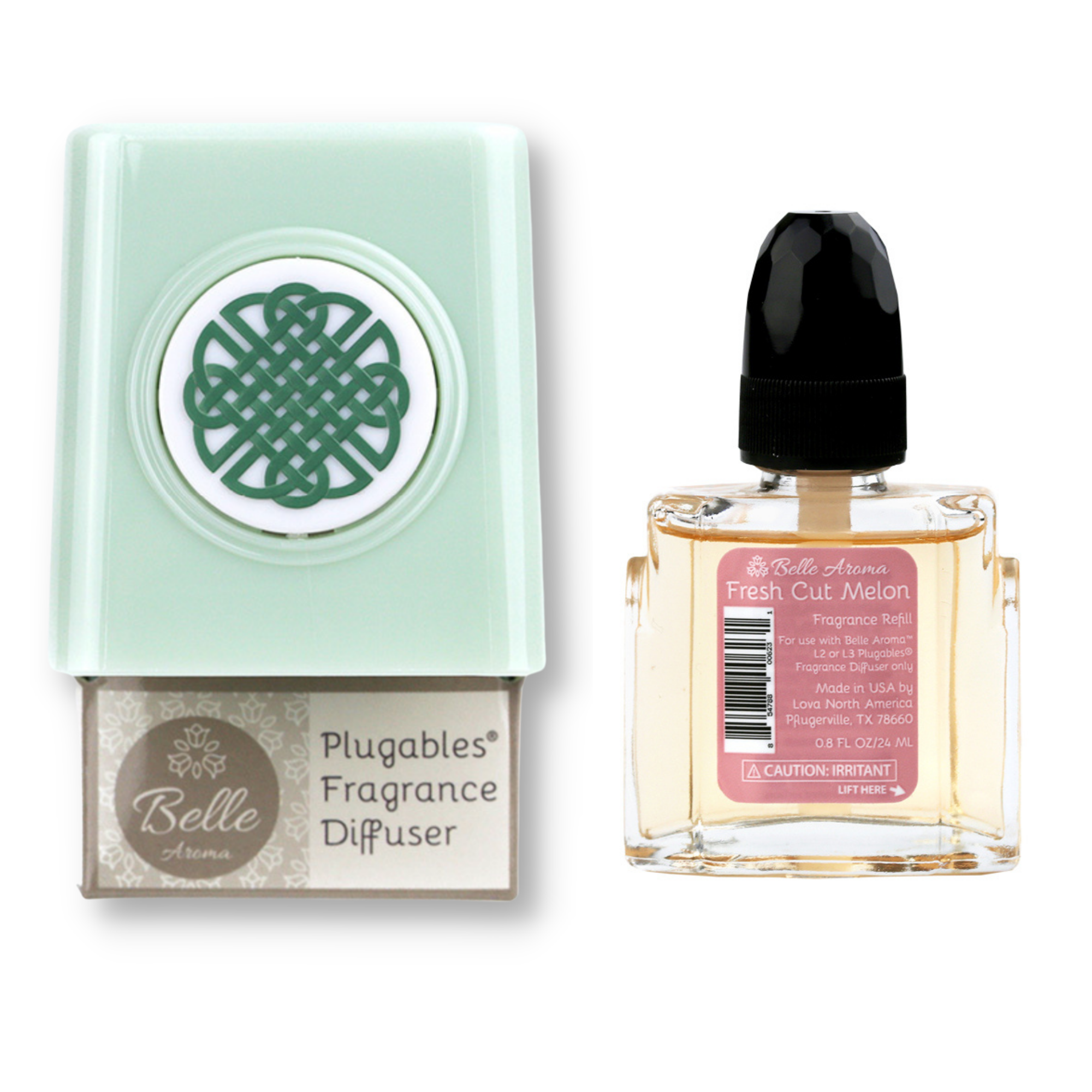 Celtic Knot Medallion Plugables® Plugin Electric Scented Oil Diffuser - Sea Glass with Fresh Cut Melon Fragrance Oil Home Fragrance Accessories