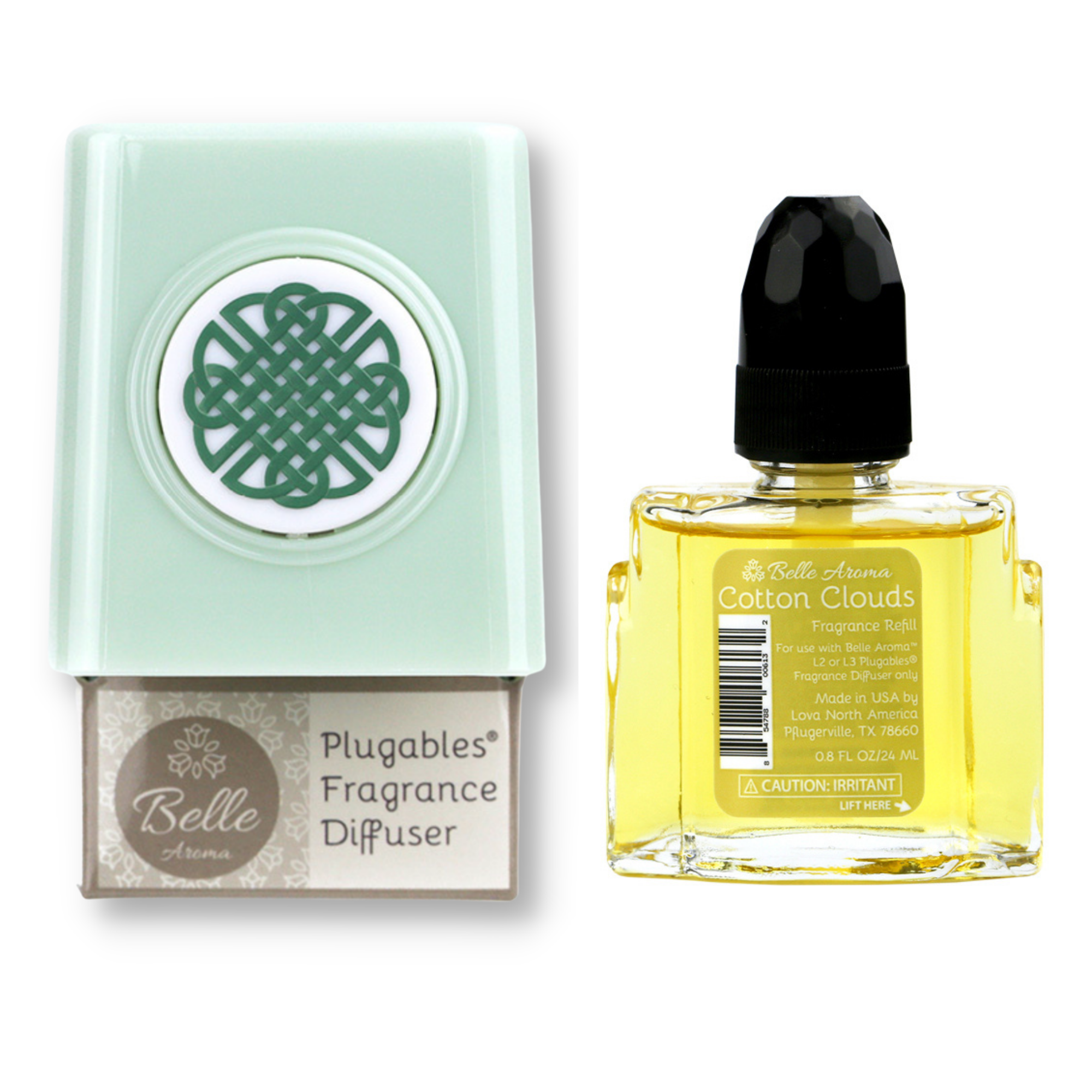 Celtic Knot Medallion Plugables® Plugin Electric Scented Oil Diffuser - Sea Glass with Cotton Clouds Fragrance Oil Home Fragrance Accessories