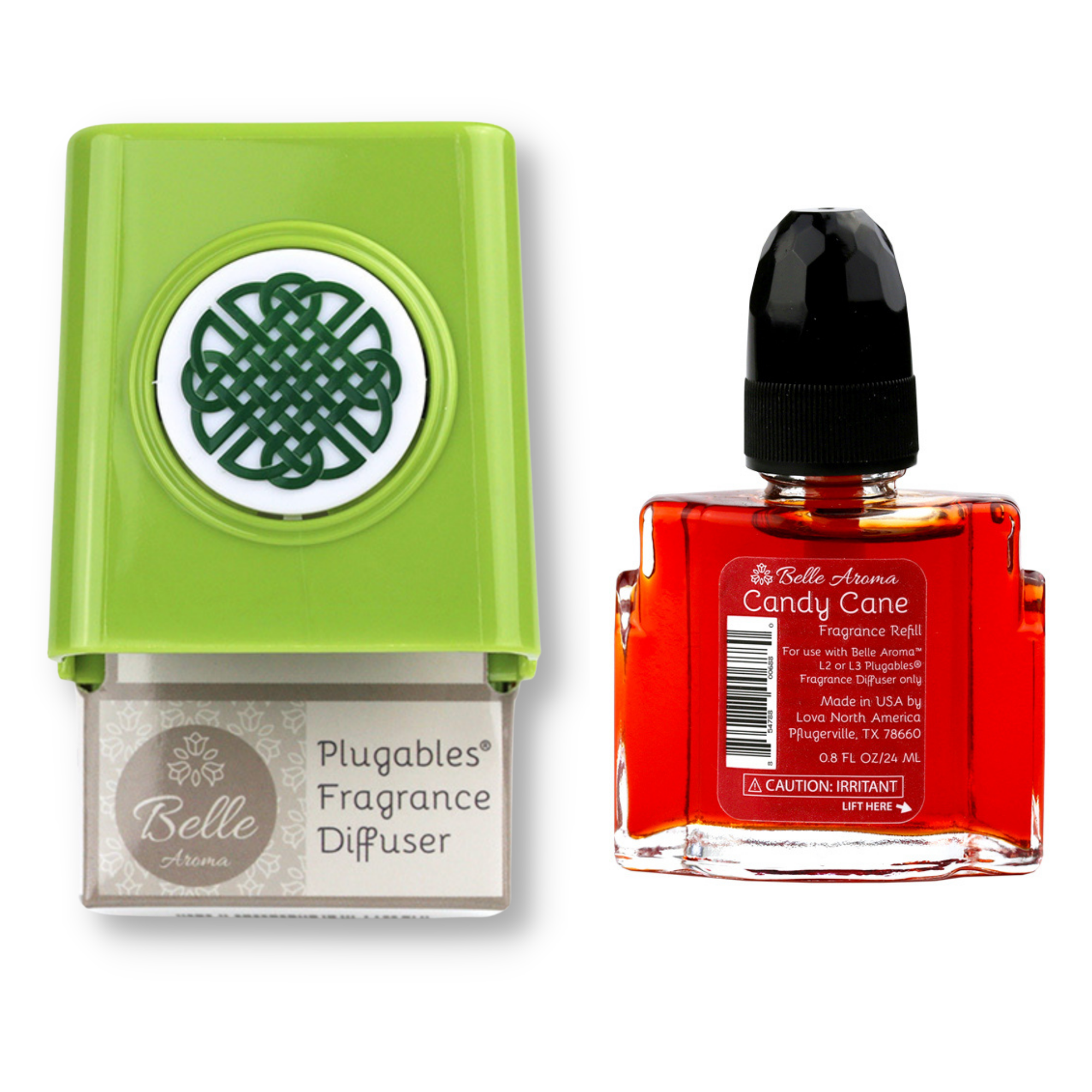 Celtic Knot Medallion Plugables® Plugin Aromalectric® Scented Oil Diffuser - Granny Smith with Candy Cane Fragrance Oil Home Fragrance Accessories