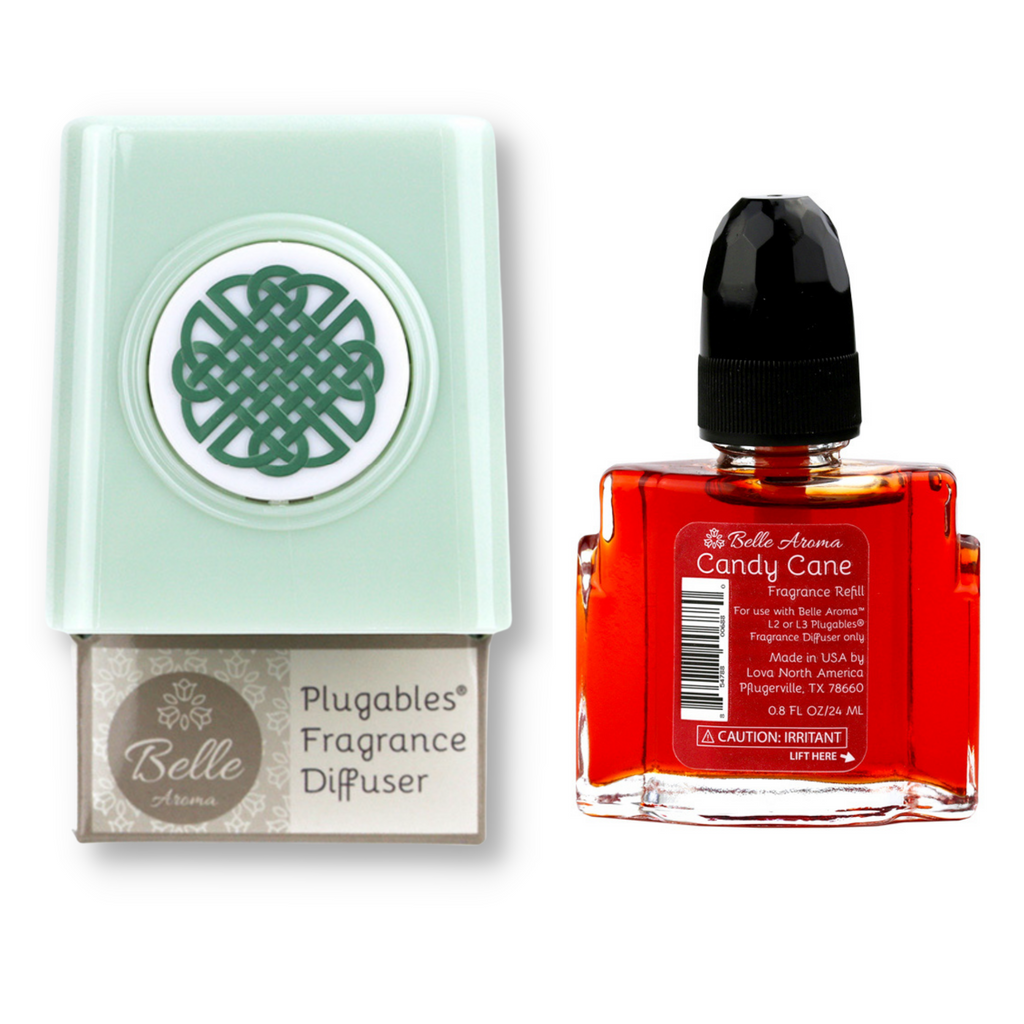 Celtic Knot Medallion Plugables® Plugin Aromalectric® Scented Oil Diffuser - Sea Glass with Candy Cane Fragrance Oil Home Fragrance Accessories