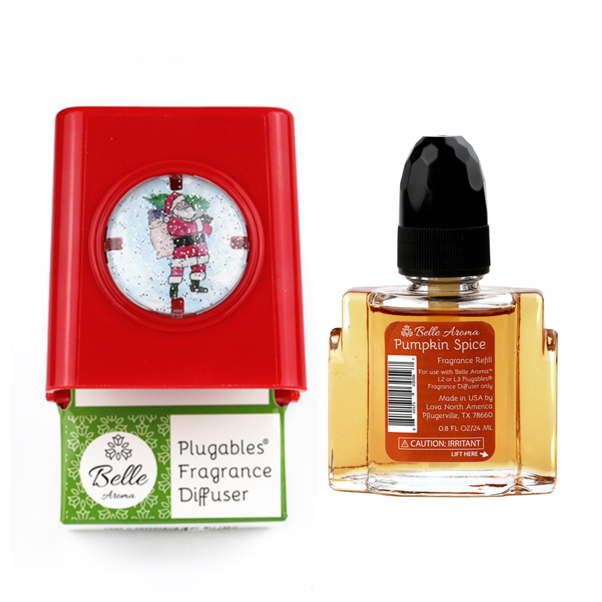 Glitter Domes™ Plugables® Aromalectric® Scented Oil Diffuser - Santa with Pumpkin Spice Fragrance Oil Home Fragrance Accessories