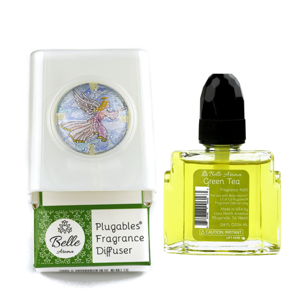 Glitter Domes™ Plugables® Aromalectric® Scented Oil Diffuser - Angel with Green Tea Fragrance Oil Home Fragrance Accessories