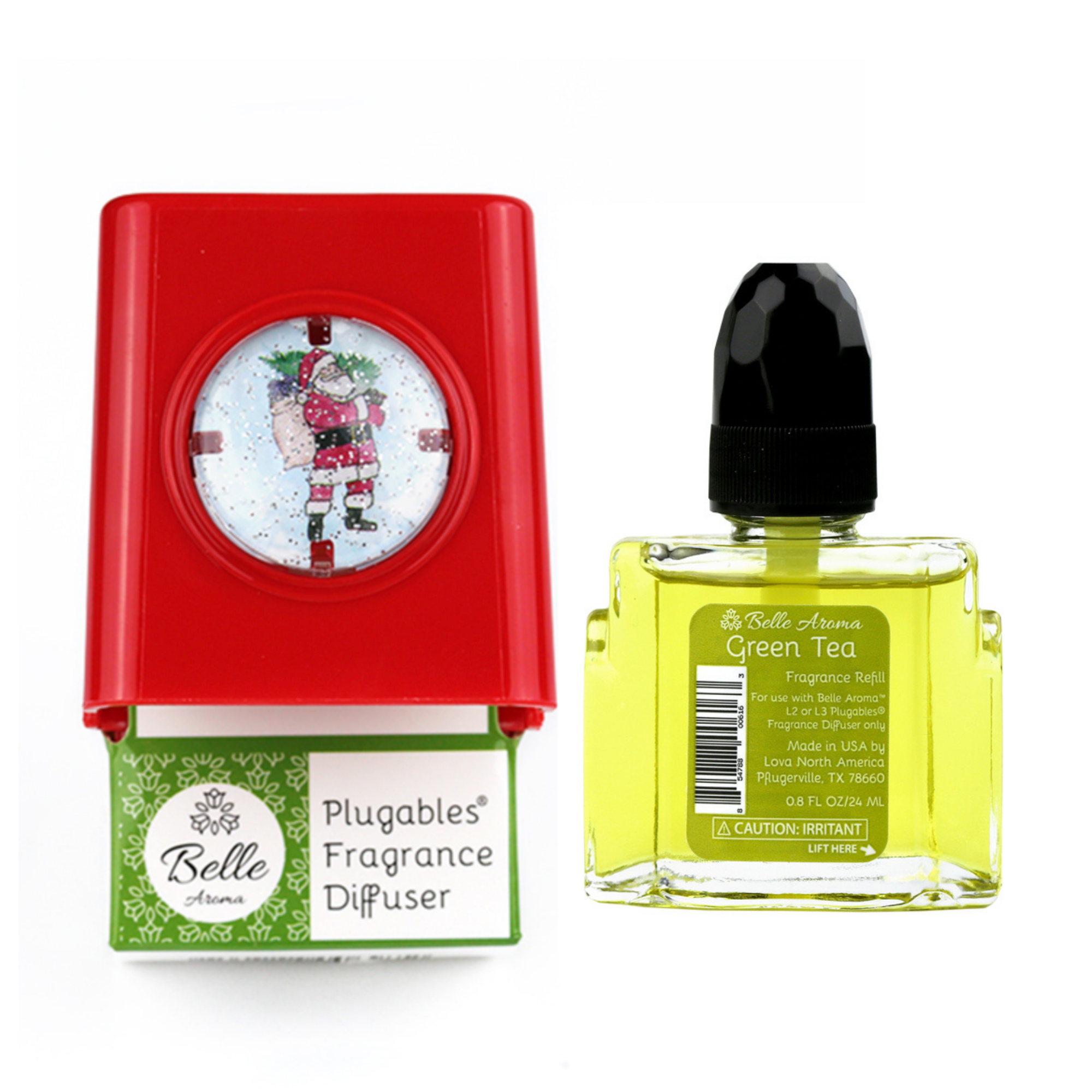 Glitter Domes™ Plugables® Aromalectric® Scented Oil Diffuser - Santa with Green Tea Fragrance Oil Home Fragrance Accessories