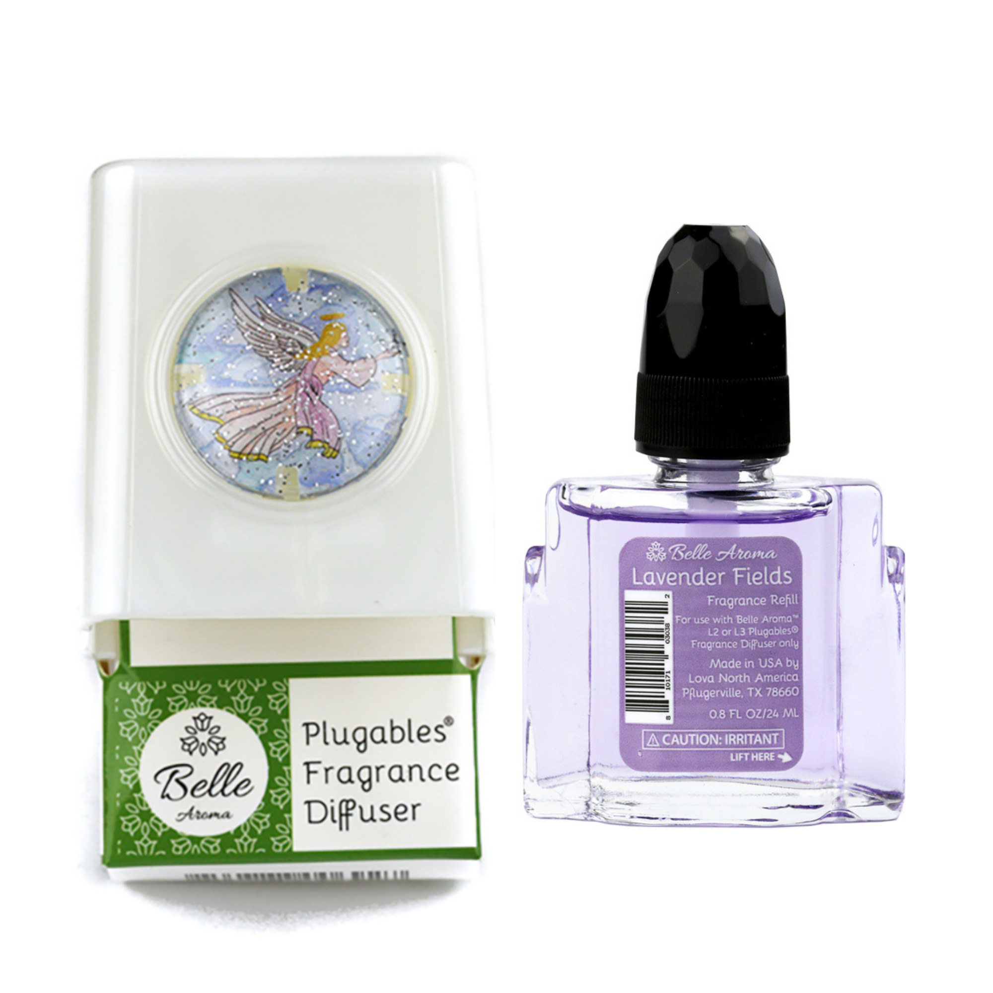 Glitter Domes™ Plugables® Aromalectric® Scented Oil Diffuser - Angel with Lavender Fields Fragrance Oil Home Fragrance Accessories