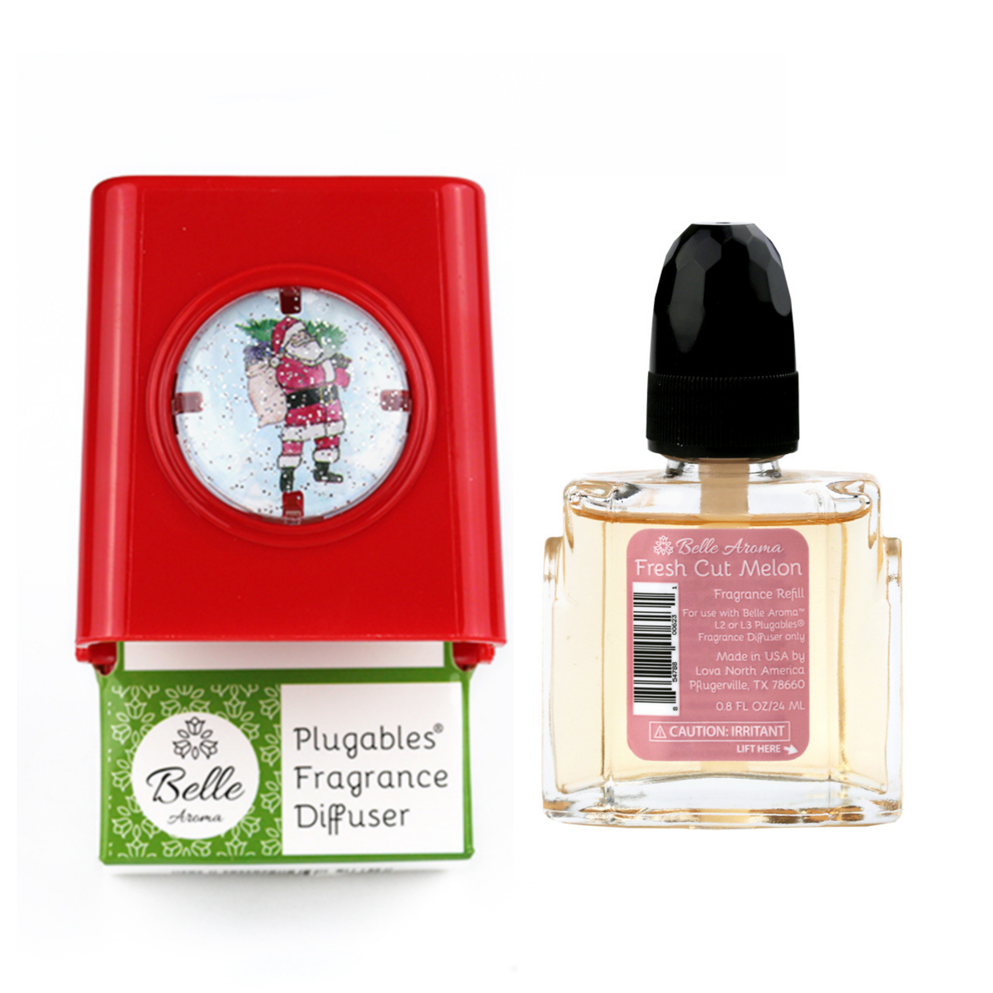 Glitter Domes™ Plugables® Aromalectric® Scented Oil Diffuser - Santa with Fresh Cut Melon Fragrance Oil Home Fragrance Accessories