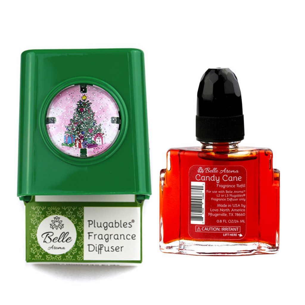 Glitter Domes™ Plugables® Aromalectric® Scented Oil Diffuser - Christmas Tree with Candy Cane Fragrance Oil Home Fragrance Accessories