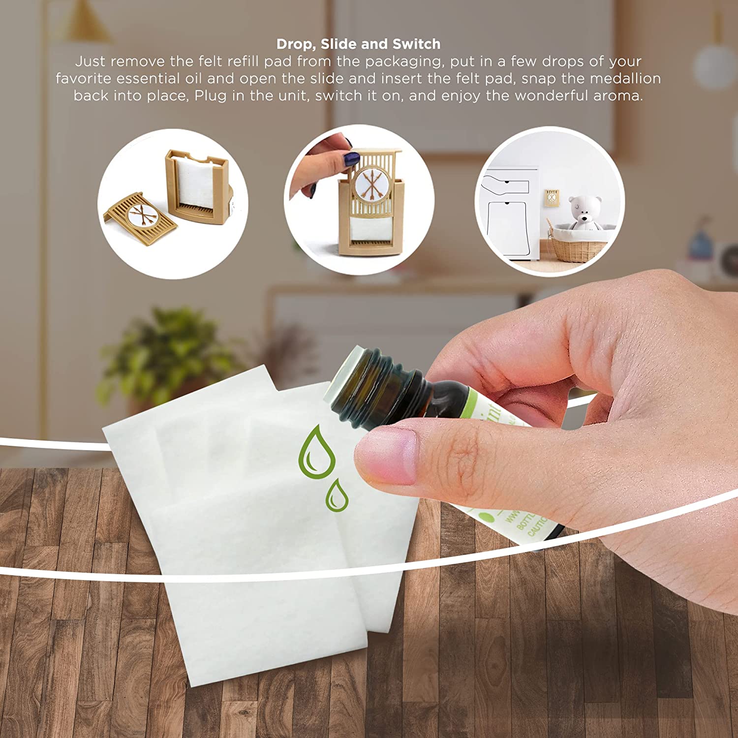 ScentSlides® Felt Replacement Pads for Essential Oils  