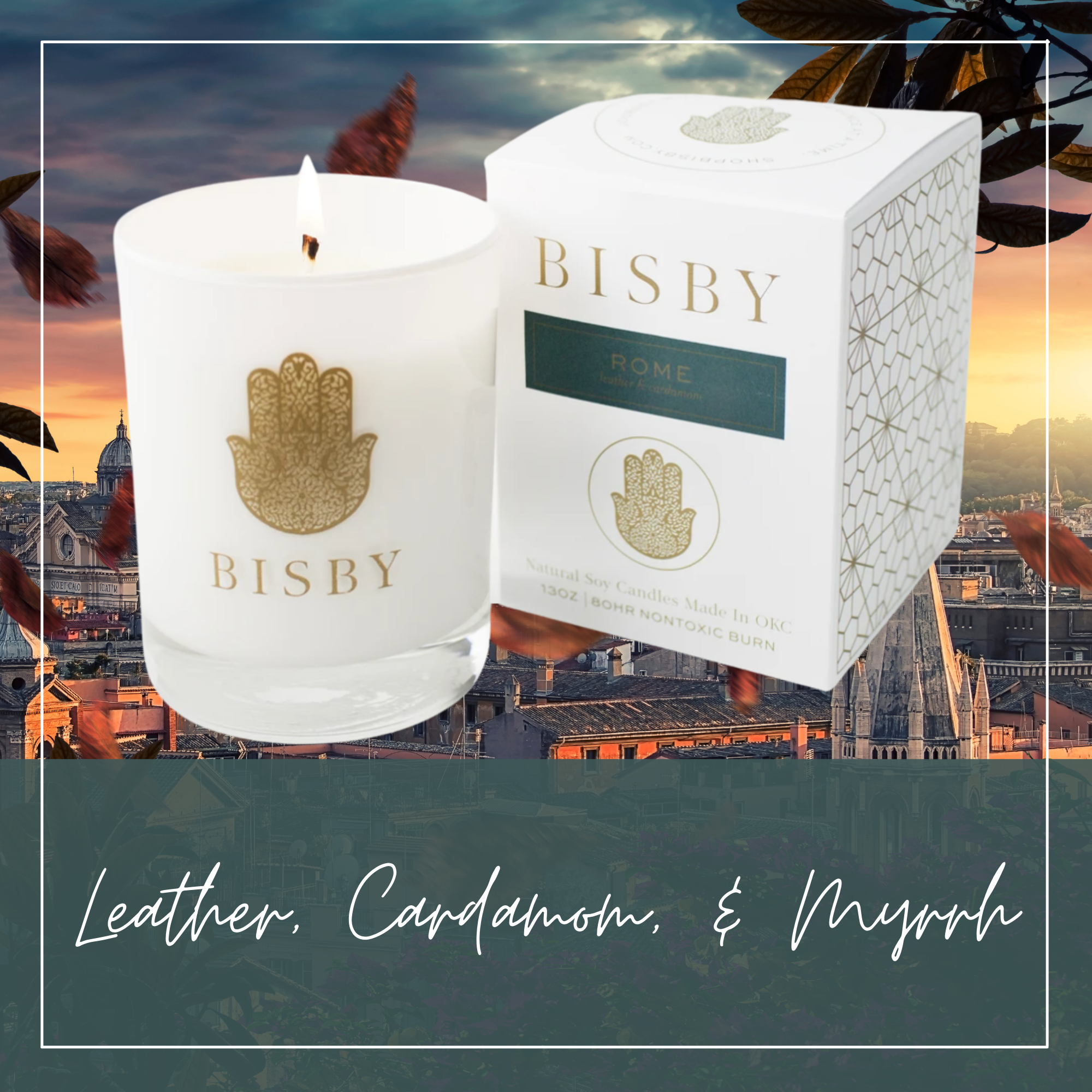 Bisby Hand-Poured Soy Candles - Global Collection Rome 