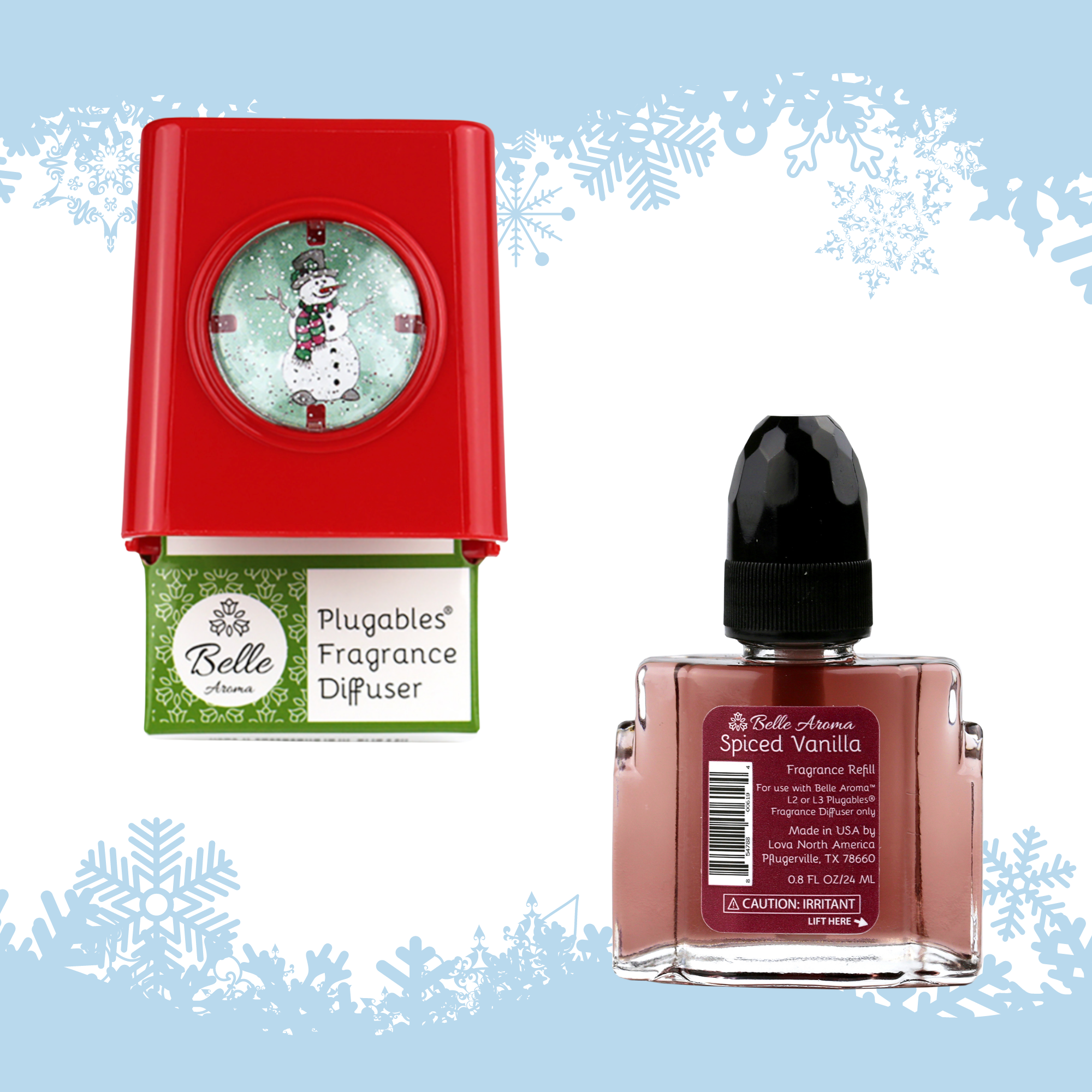 Glitter Domes™ Plugables® Electric Scented Oil Diffuser Spiced Vanilla Fragrance - Snowman Home Fragrance Accessories